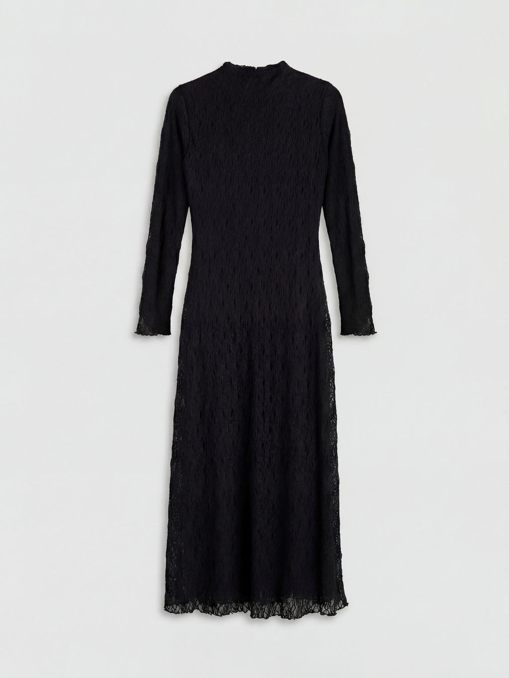 Dik Yaka A Kesim Dantelli Elbise