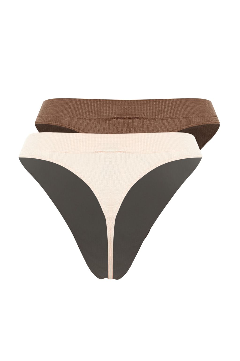 Trendyolmilla Kahverengi-Nude 2li Paket Seamless/Dikissiz Tanga Orme Kulot THMAW23KU00139  фото 22