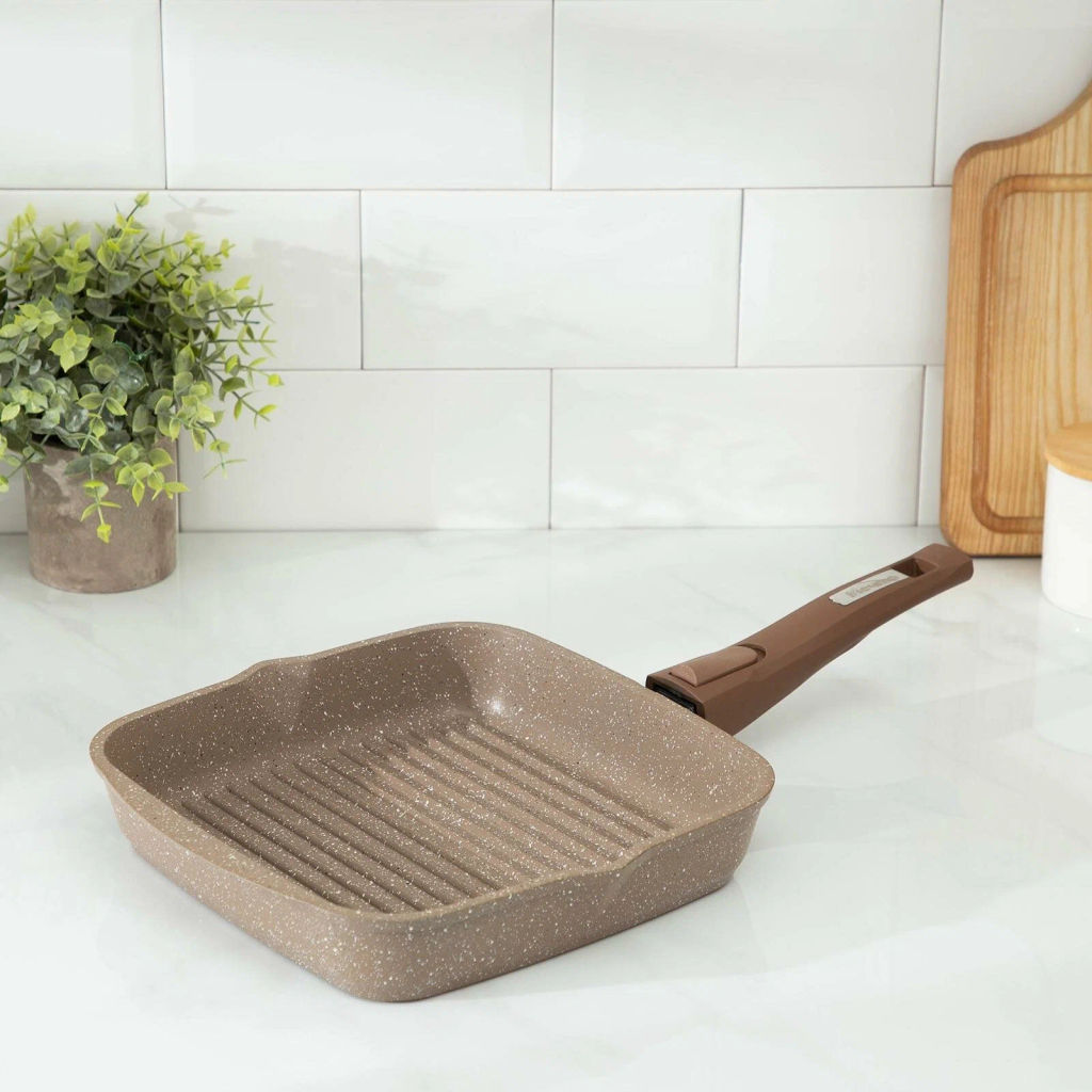 Сковорода-гриль квадр.24*24 АП Гранит brown со съемной ручкой и стекл. крышкой арт.С064806 /Мечта/  фото 18