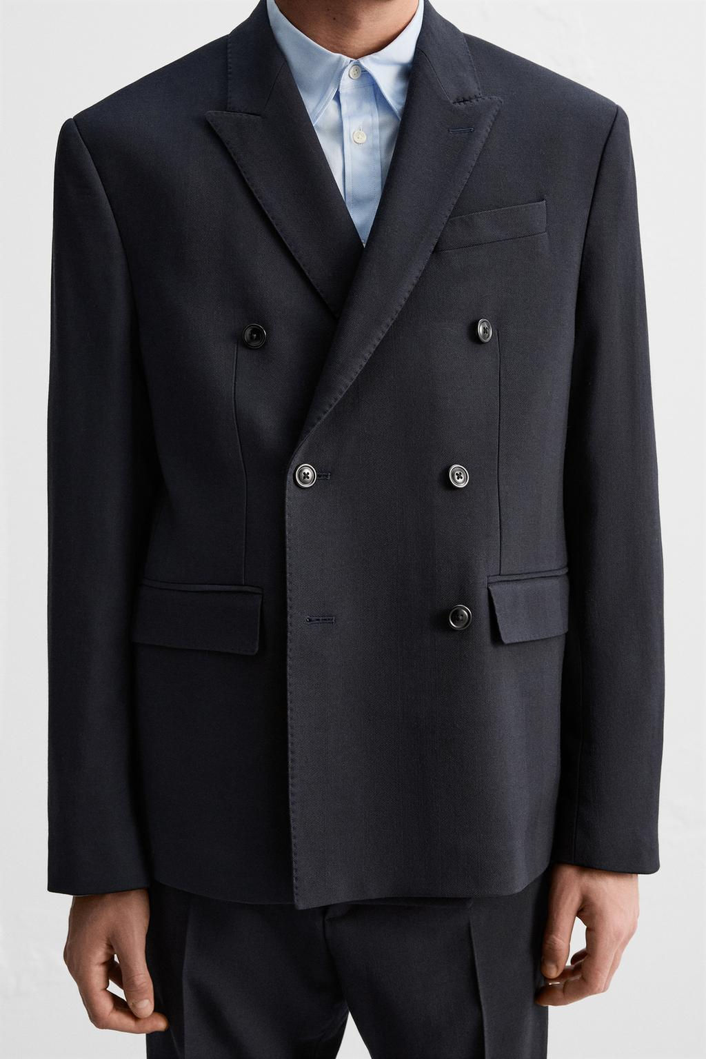 DOUBLE-BREASTED HERRINGBONE SUIT BLAZER - Zara фото 6