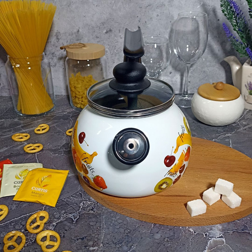 Чайник для плиты 2,0л 1RA12 белосн. со св. Fruits