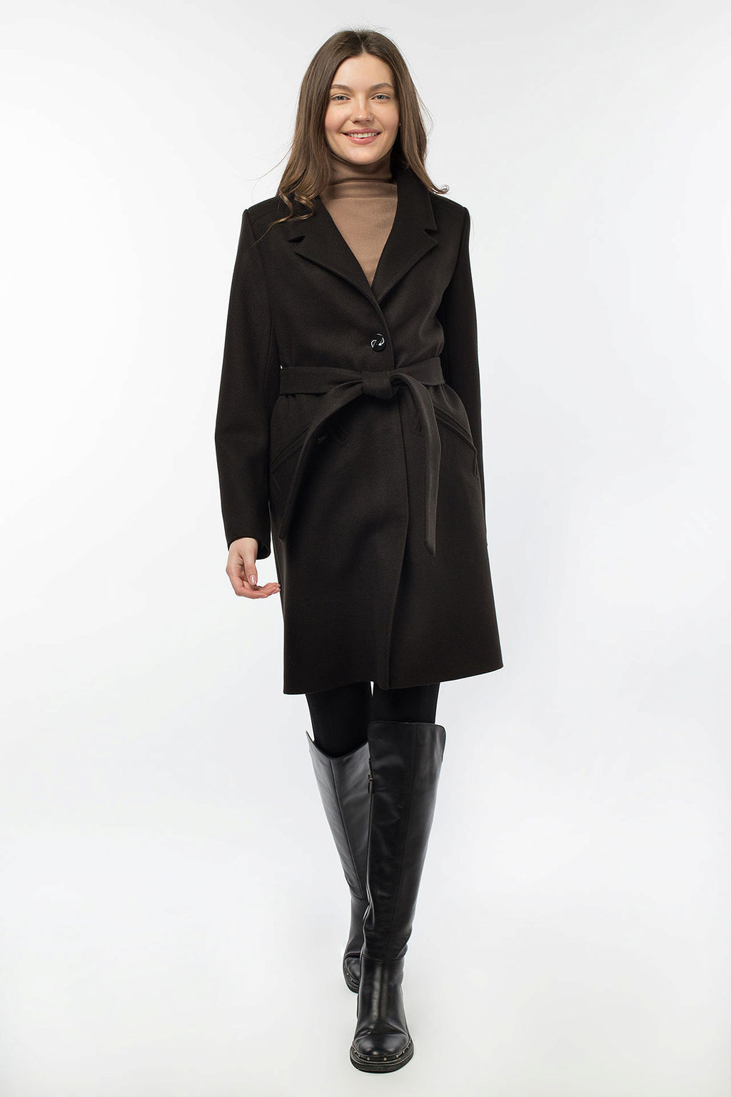 01-10540 Пальто женское демисезонное (пояс)