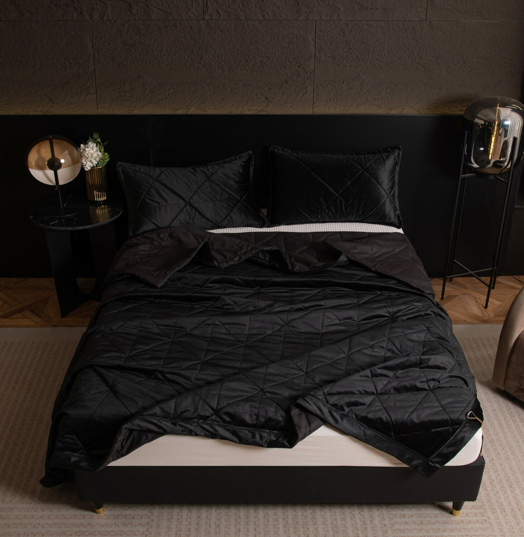 Велюровое покрывало в клетку и одна наволочка OVL047 160*220 50-70 1 шт