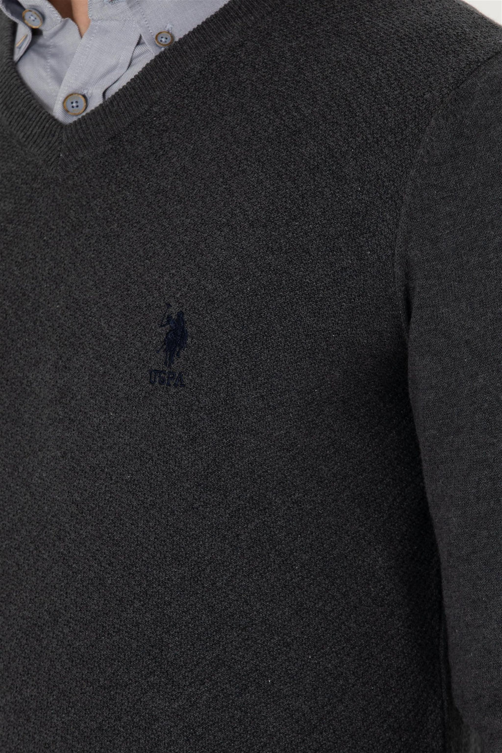 U. S. Polo Assn Мужской базовый свитер антрацитового меланжа - U.s. polo assn фото 14