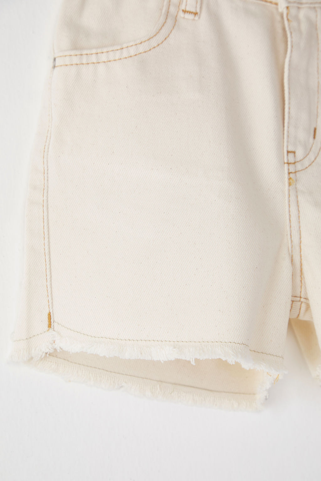 Ekru K?z Cocuk %100 Pamuk Regular/Normal Kal?p Cepli Lastikli Denim Sort TKDSS25SR00010