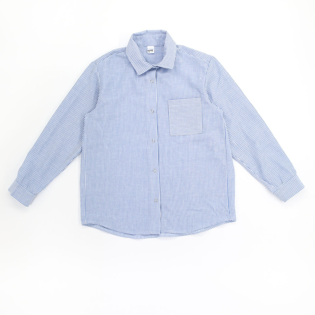 Рубашка-хенли Лен, голубой меланж - Inzibe фото 50