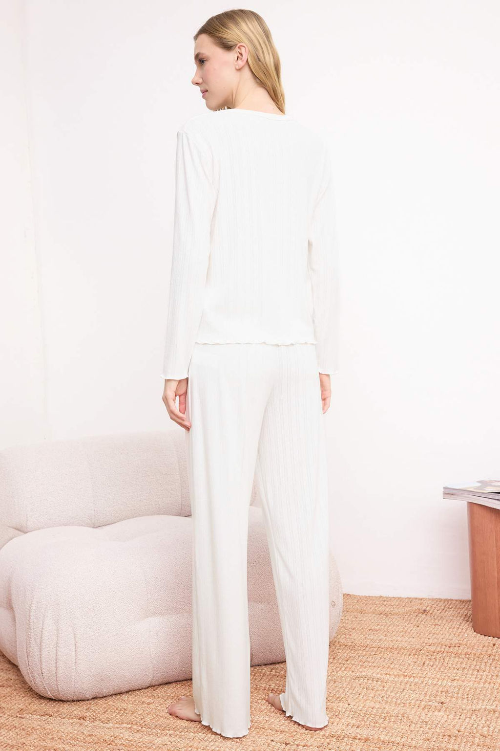 Vizon Baby Overloklu Yumusak Tuse K?sl?k Fitilli/Pointel Orme Pijama Tak?m? THMSS26PT00166 - Trendyolmilla фото 8