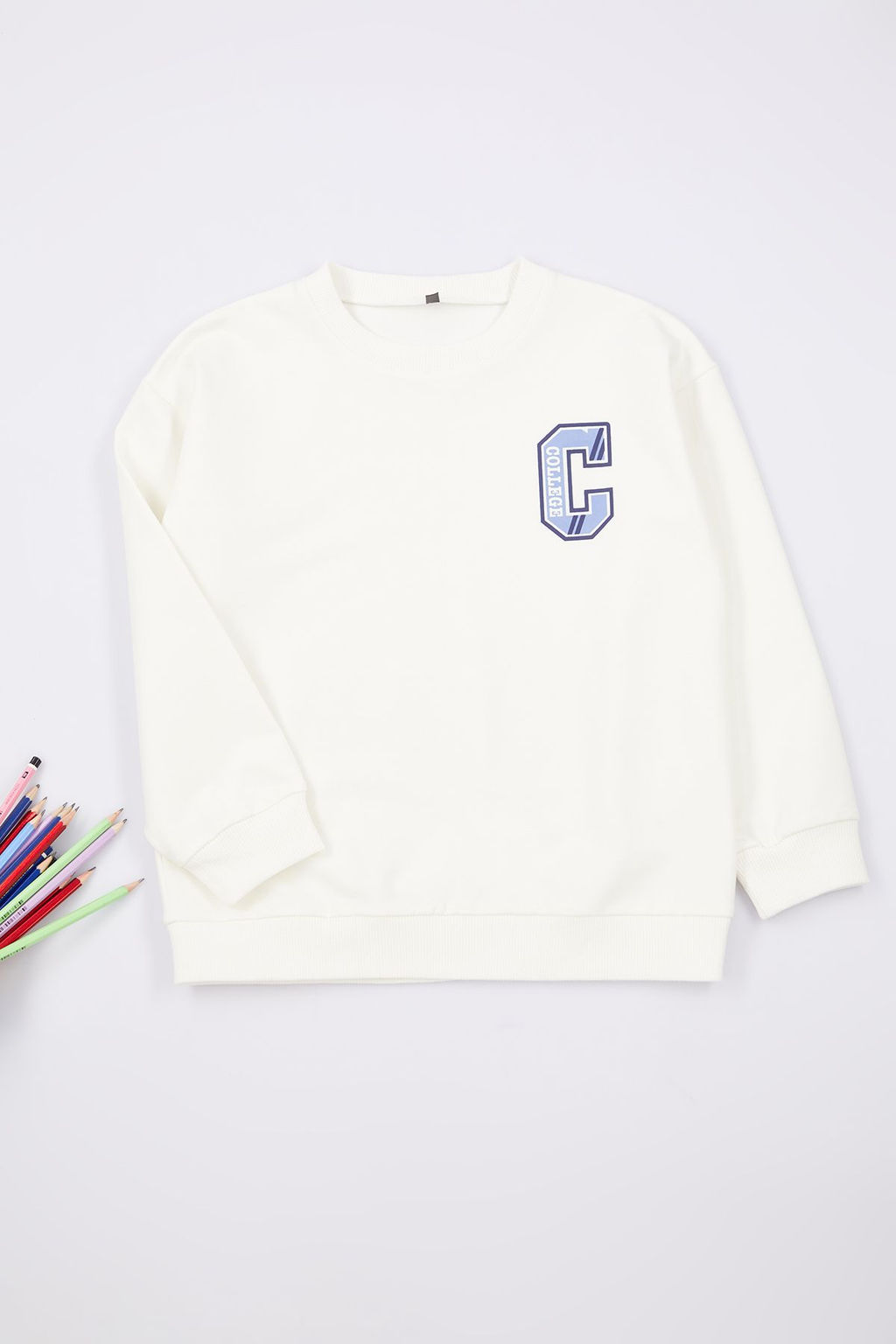 Yesil Erkek Cocuk Slogan Bask?l? Bisiklet Yaka Orme Sweatshirt TKDAW25SW00032 - Trendyolmilla фото 2