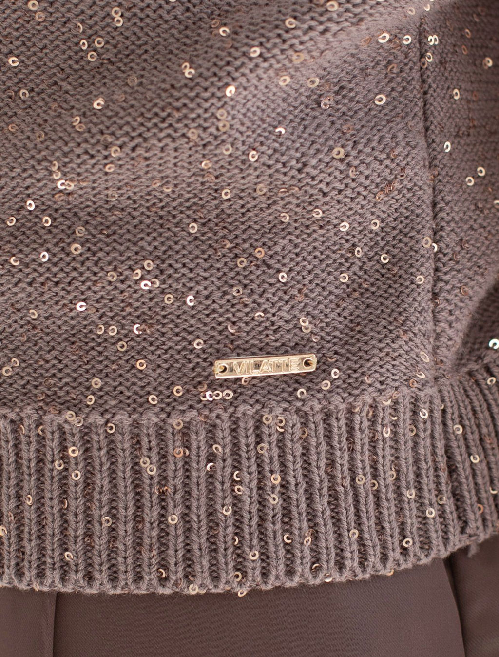 Джемпер поло с застежкой на пуговицы из хлопковой пряжи с пайетками - Vilatte фото 4