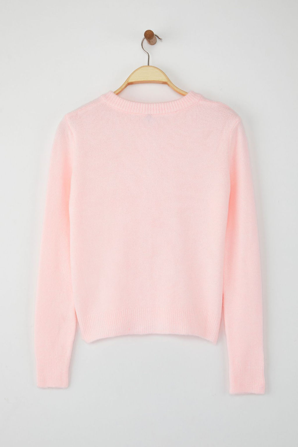 Teen Pembe Yumusak Dokulu Kalp Dugmeli Triko H?rka TWOAW26HI00174 - Trendyolmilla фото 6