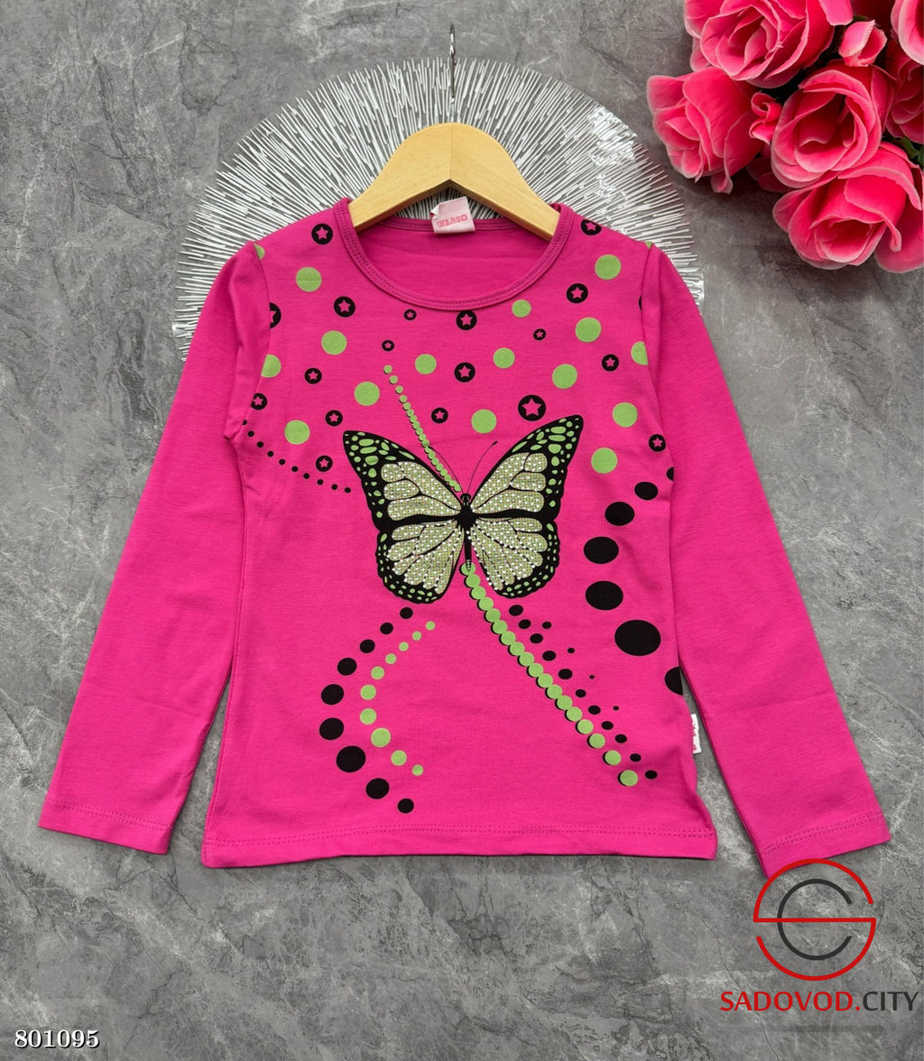 Кофта для девочки с рисунком (бабочка)