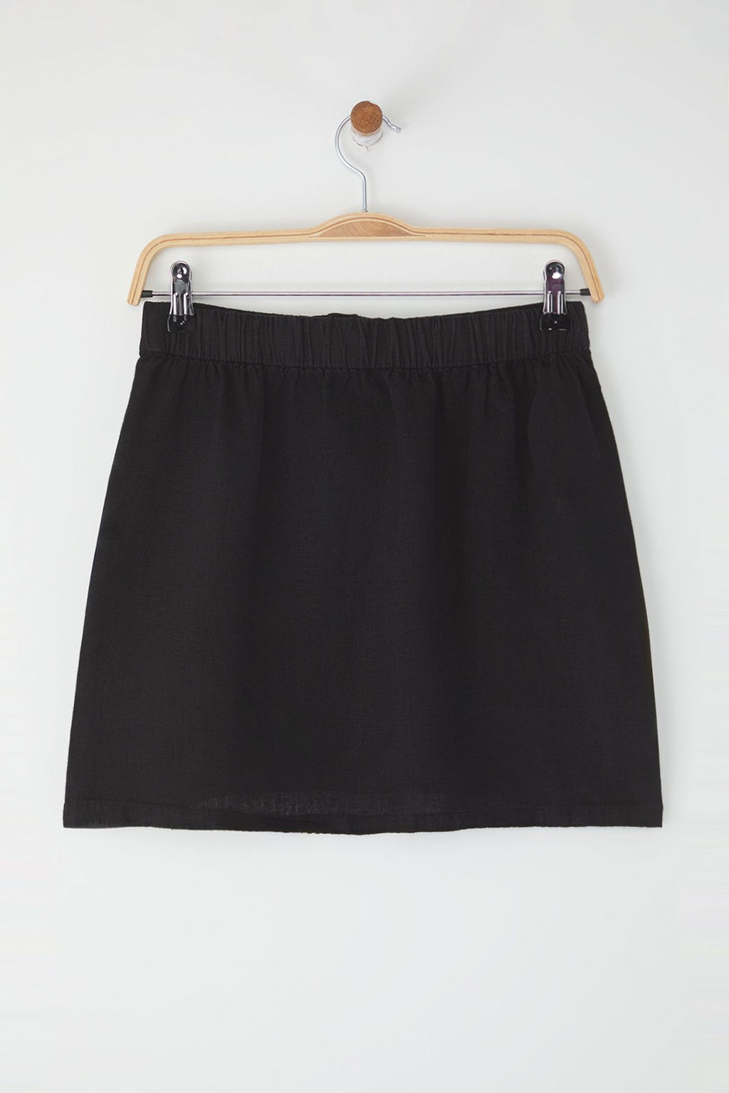 Trendyolmilla Siyah %100 Keten Mini Etek TWOSS25ET00142 фото 6