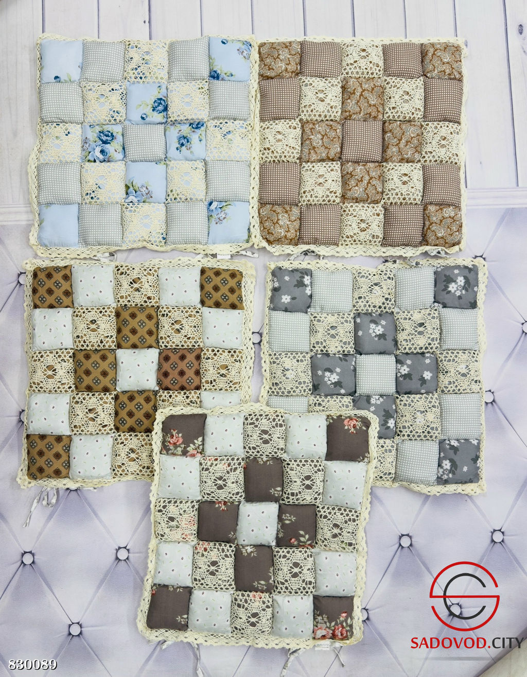 Сидушка на стул, лоскутный