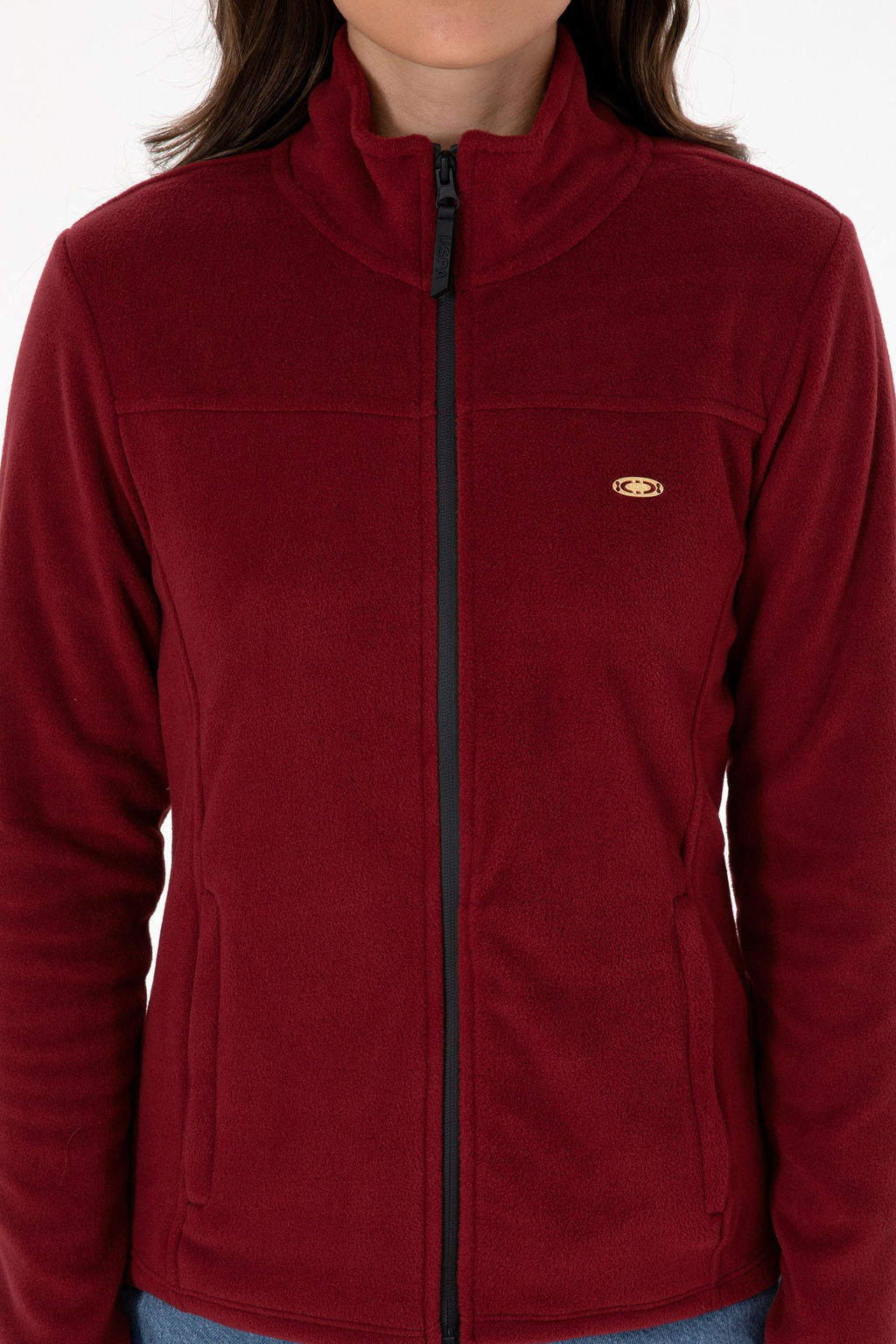 Kad_n Bordo Fermuarl_ Dik Yaka Polar Sweatshirt - U.s. polo assn фото 6