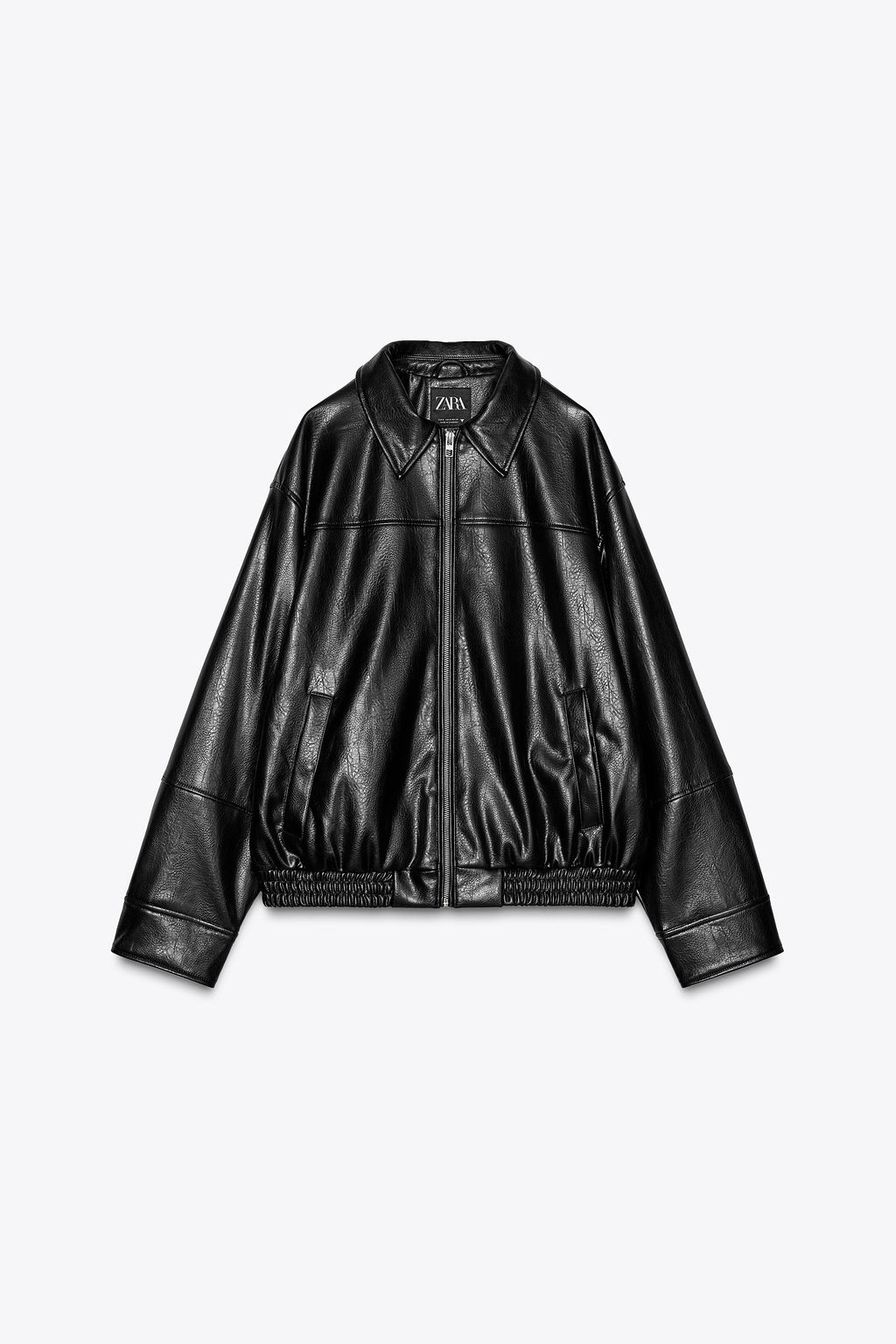 LEATHER EFFECT BOMBER JACKET