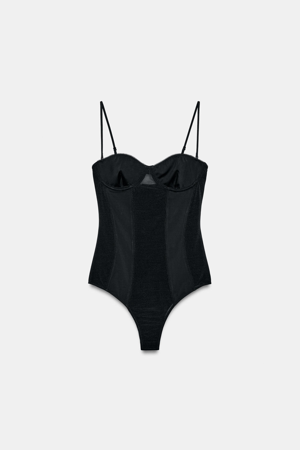 BODY AROS CON POLIAMIDA / Negro
