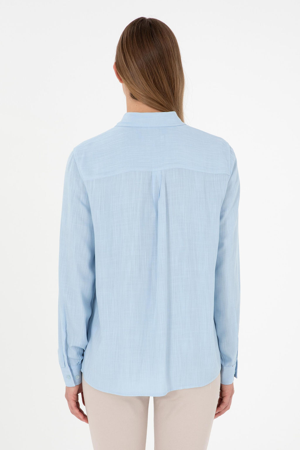 Женская голубая рубашка с длинным рукавом Неожиданная скидка в корзине - U.s. polo assn фото 5