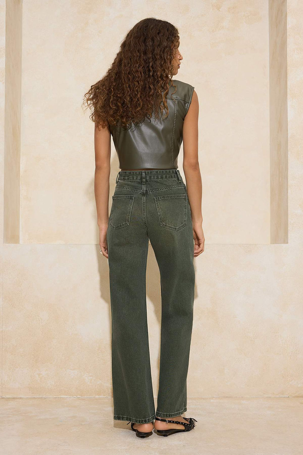 Haki Yuksek Bel Genis Paca Vintage Y?kama Wide Leg Jeans TWOSS26JE00017 - Trendyolmilla фото 6