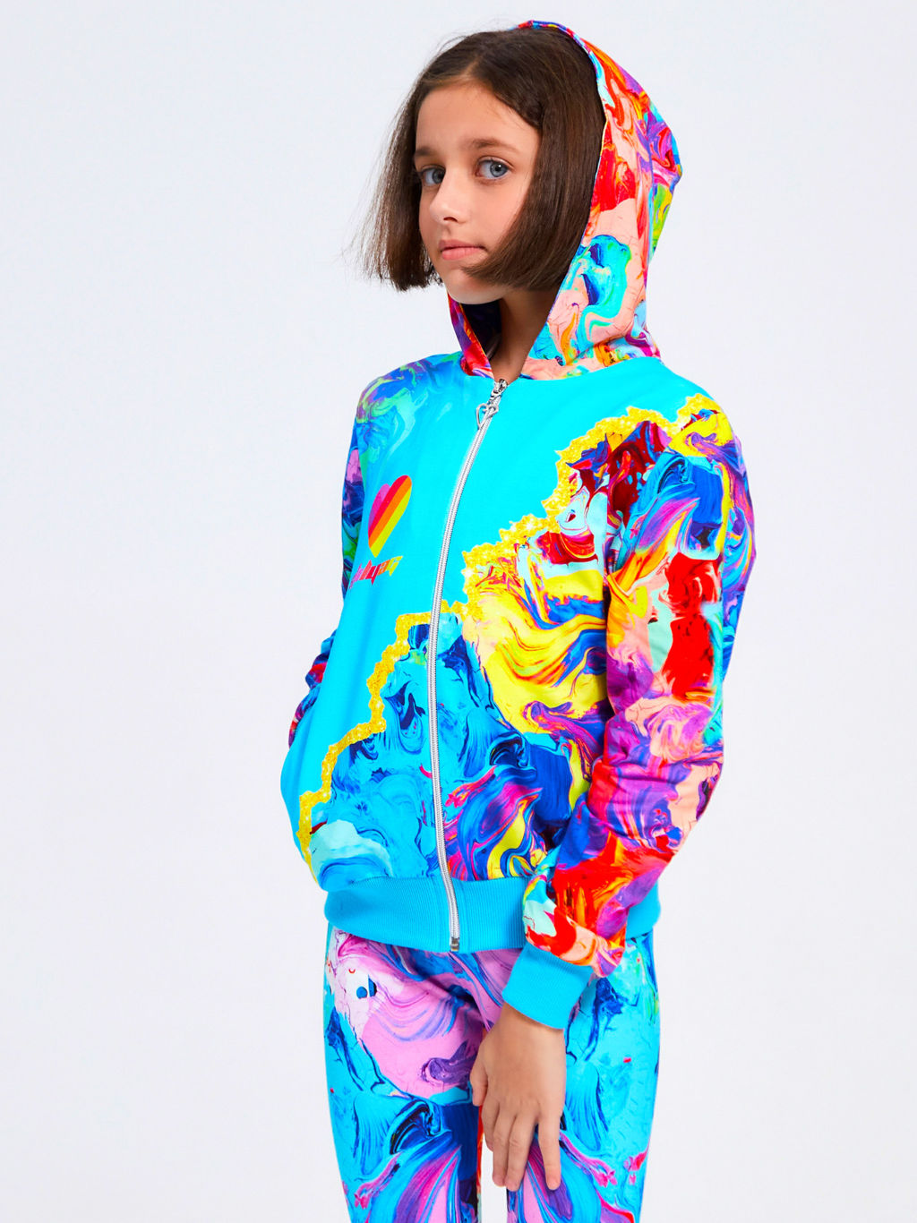 Толстовка "Краски",бирюзовый