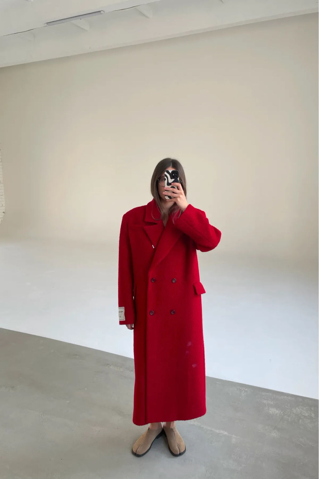 Пальто-макси из вареной шерсти Насыщенный красный - Erist store фото 5