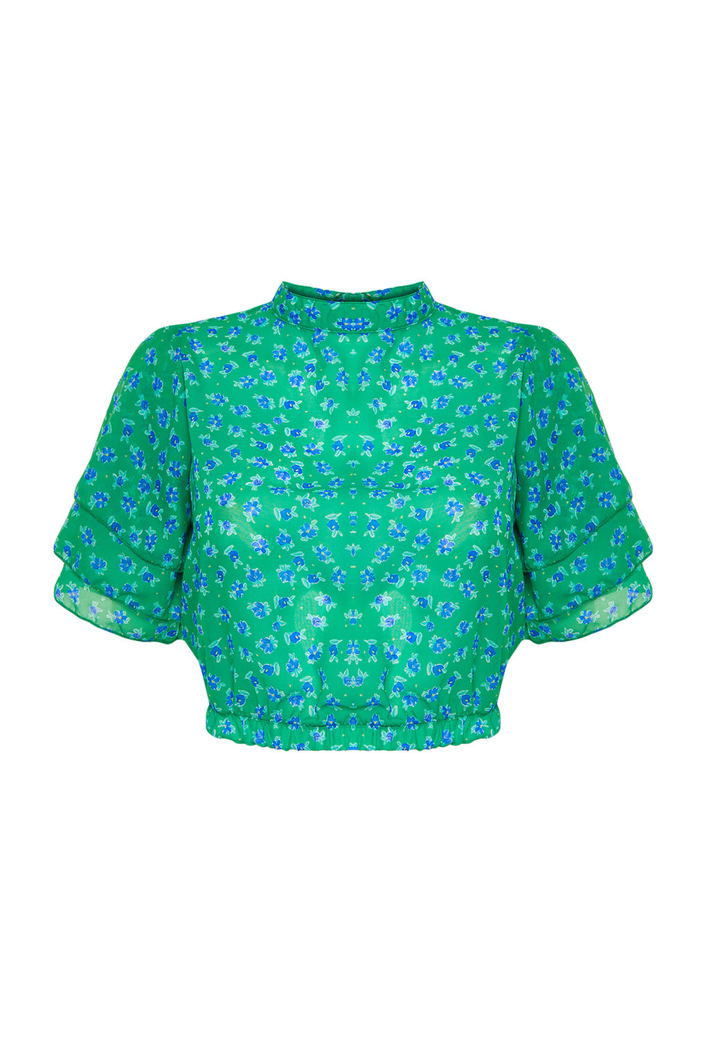 Trendyolmilla Cok Renkli Crop Cicek Desenli Dokuma Bluz TWOSS20BZ1657  фото 16