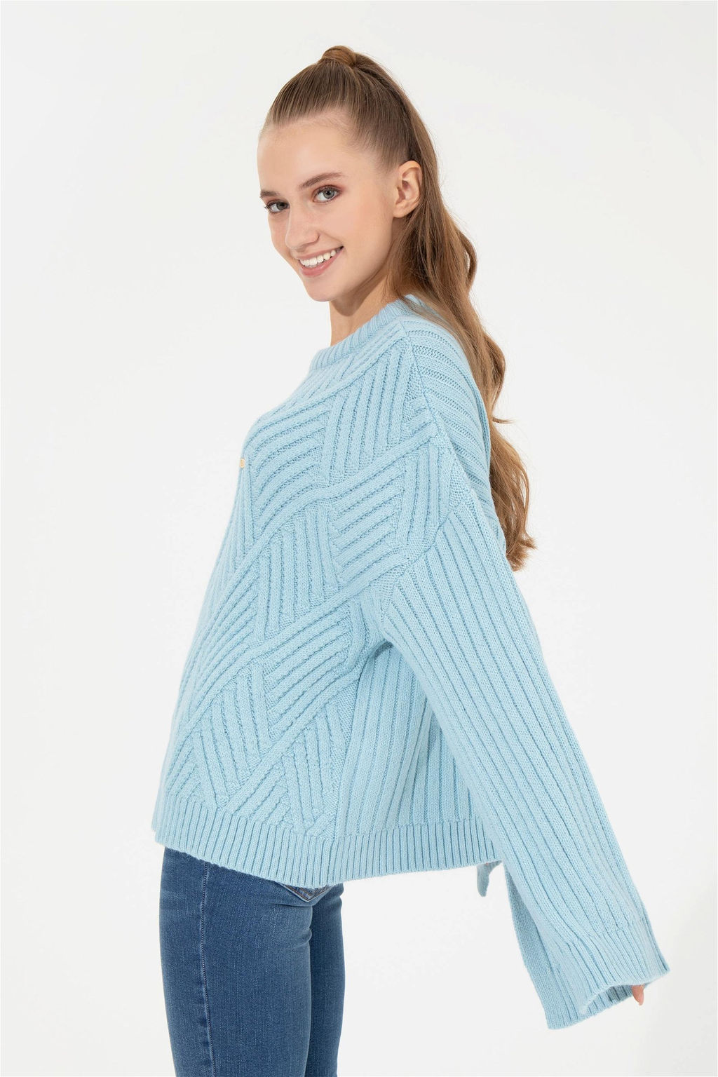 Женский синий трикотажный свитер - U.s. polo assn фото 9