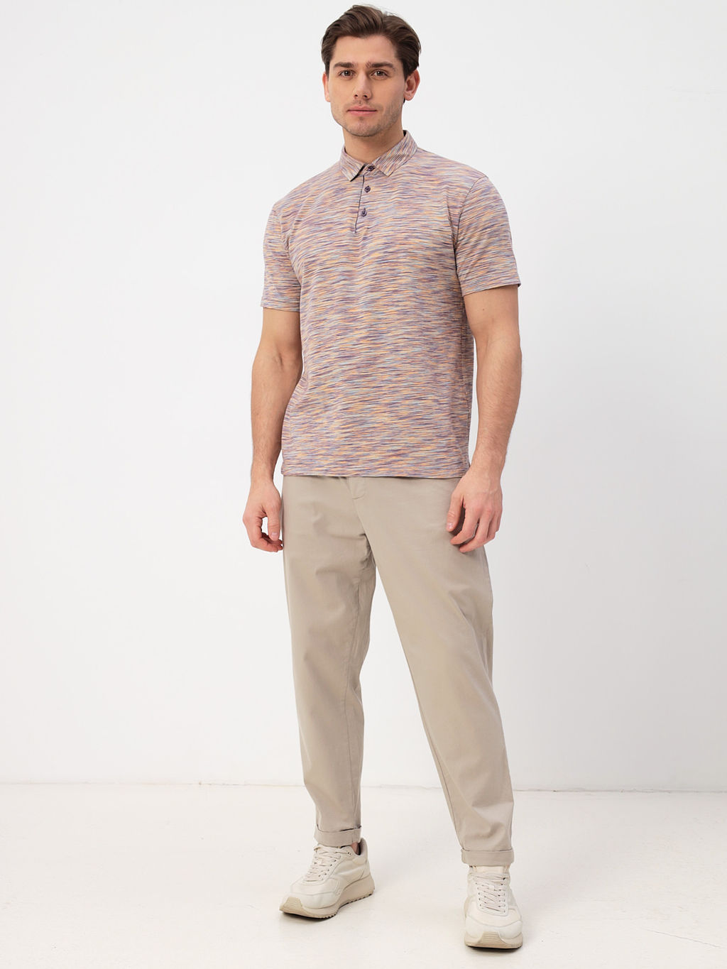 Джемпер мужской с воротником поло короткий рукав GREG G144-KM1246T-OR1040 (оранжевый)  фото 2