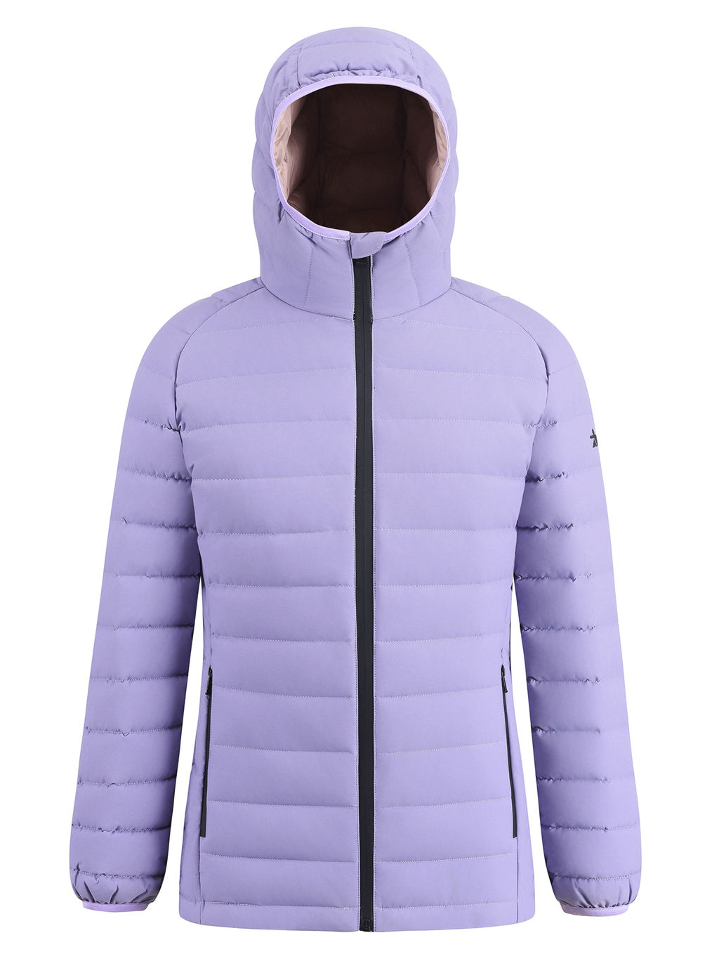 Куртка женская стёганая с капюшоном с графеновой подкладкой сиреневого цвета 9624_1Sn