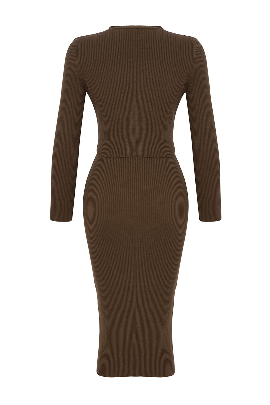 TRENDYOLMILLA Pembe Vucuda Oturan Midi Triko H?rka Elbise Tak?m TWOSS21EL0208 фото 55