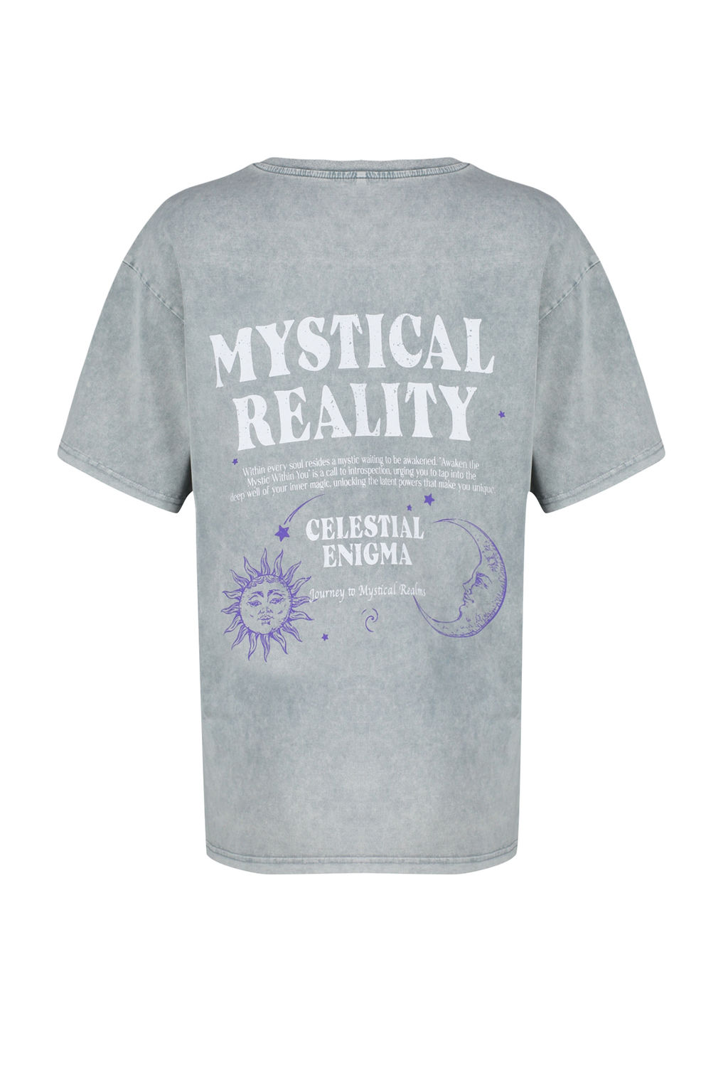 Ac?k Gri Kal?n Pamuklu Slogan Bask?l? Y?kamal? Oversize Kal?p Orme T-Shirt TWOSS24TS00200