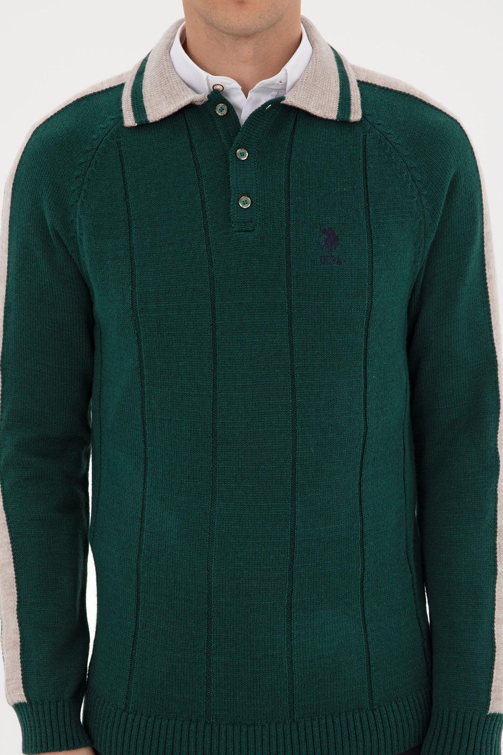 Erkek Regular Fit Polo Yaka Koyu Ye_il Kazak - U.s. polo assn фото 6