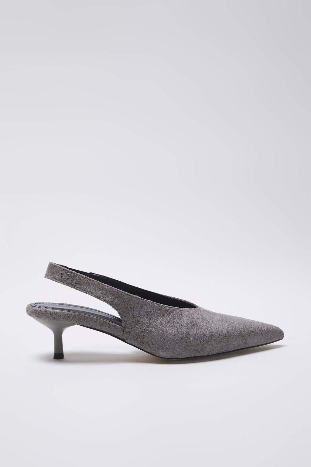 Gri Suet Sivri Burun Kad?n Kitten Topuklu Ayakkab? TAKAW26TO00012 - Trendyolmilla фото 5