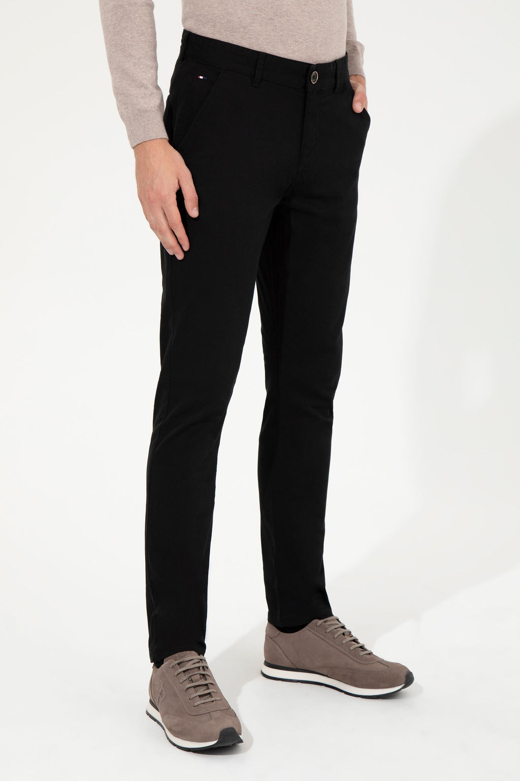 Erkek Slim Fit Siyah Kanvas Pantolon