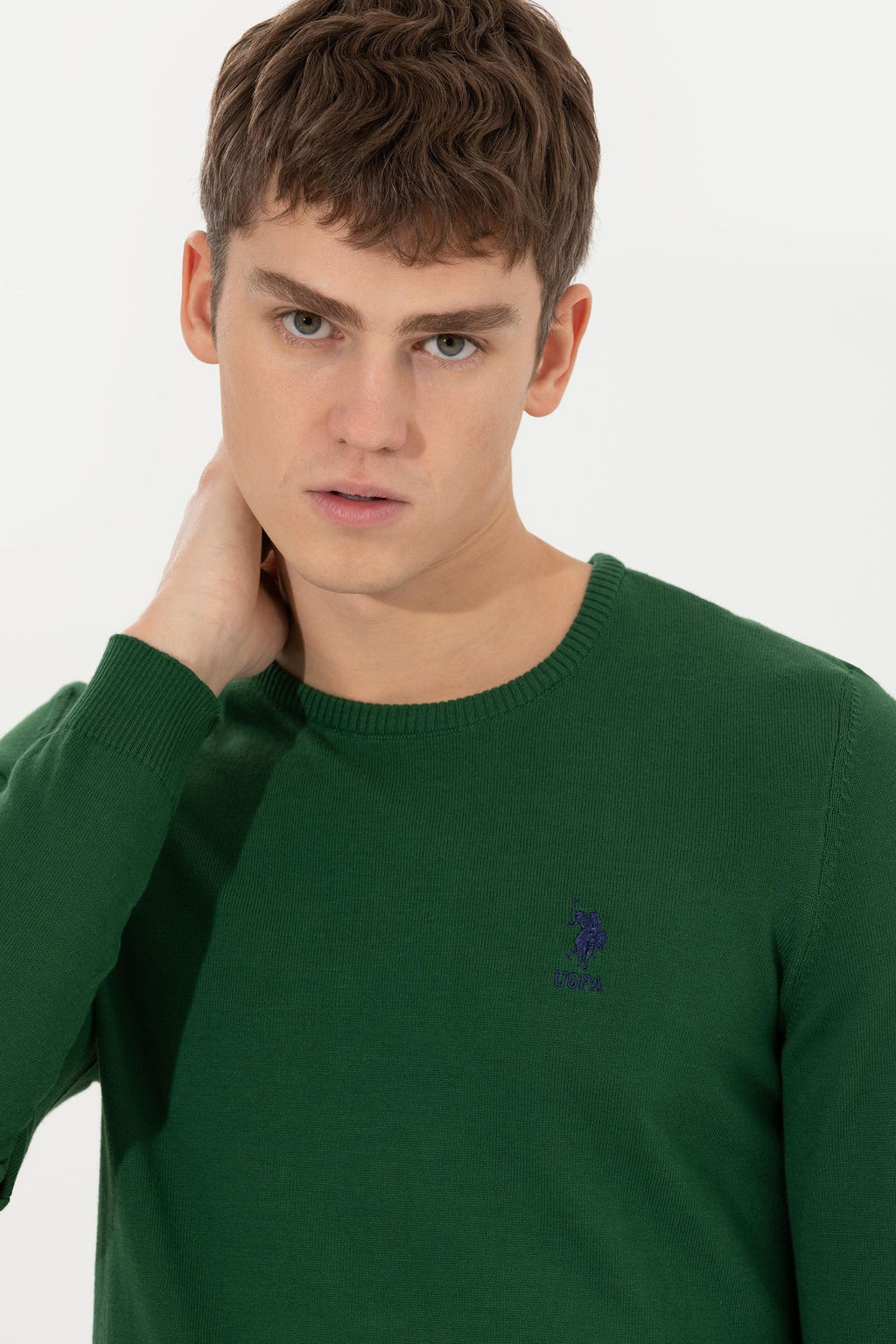 Мужской зеленый трикотажный свитер Basic - U.s. polo assn фото 14