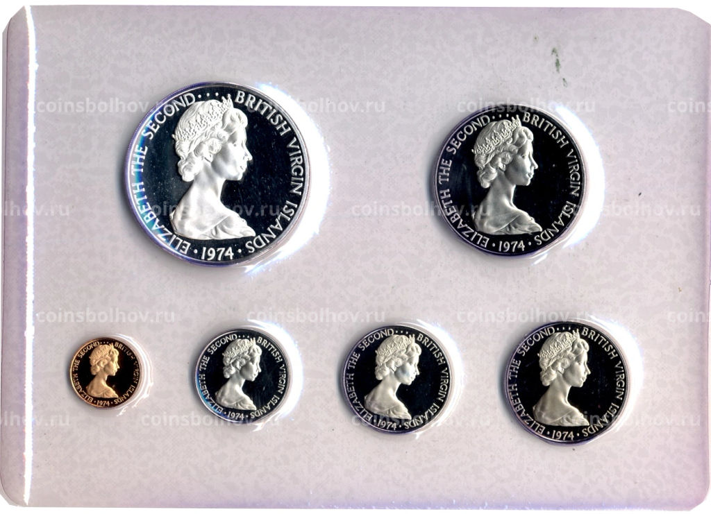 Набор из 6 монет 1974 года Британские Виргинские Острова (в блистере)