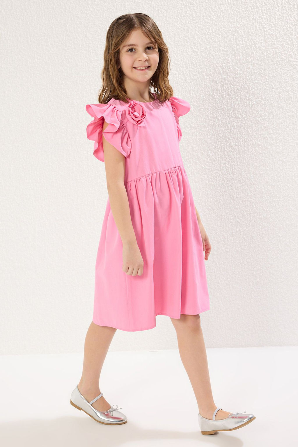 Pembe K?z Cocuk Mini Me Cicekli Bayraml?k Dokuma Elbise TKDSS25EL00044 - Trendyolmilla фото 2