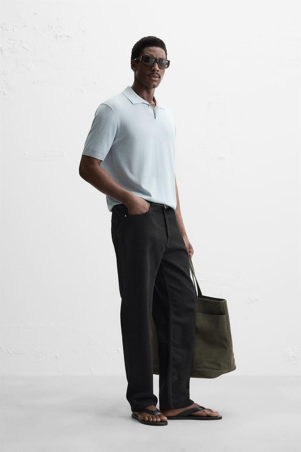 COTTON/SILK KNIT POLO SHIRT - Zara фото 4