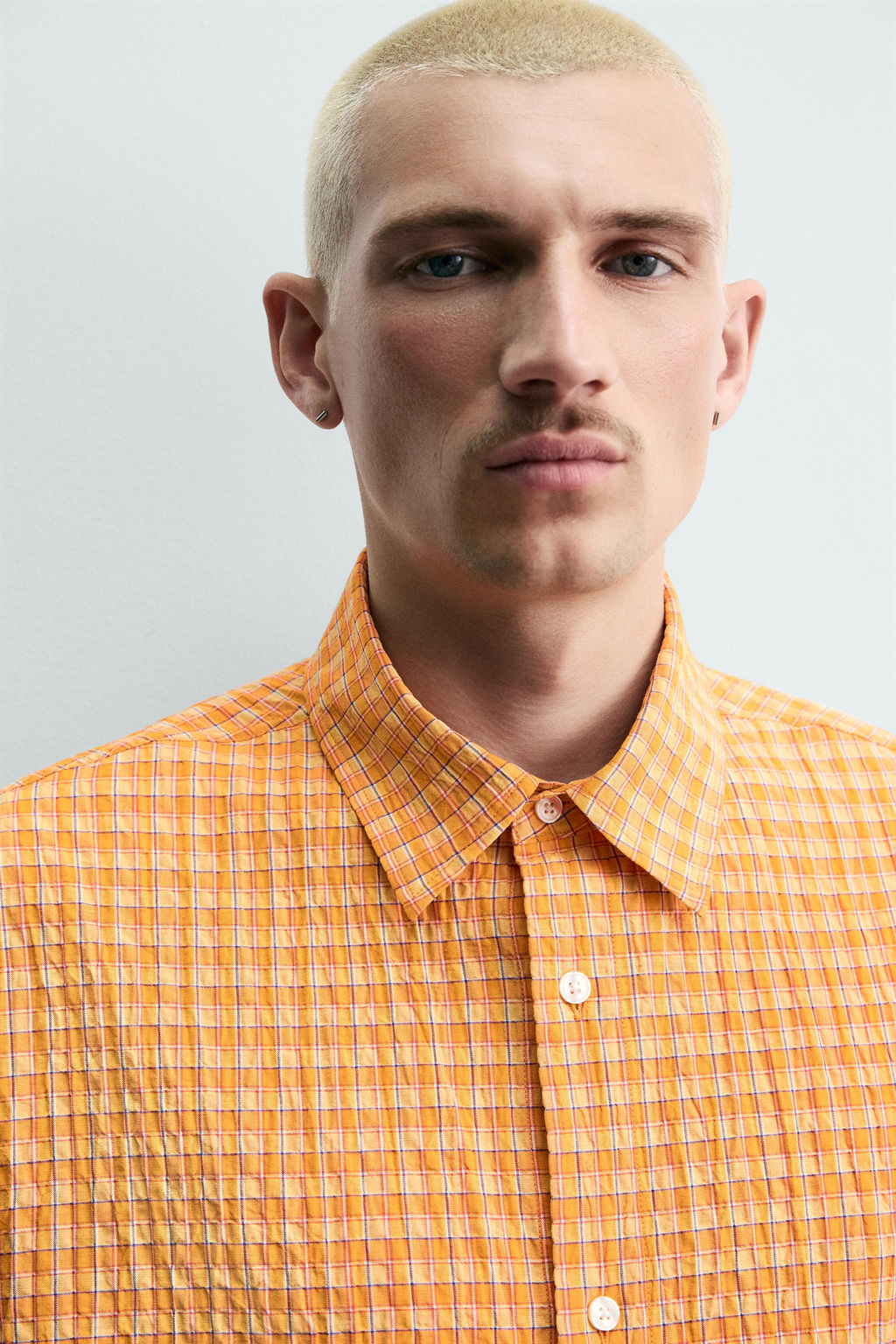 CAMISA RELAXED FIT ESTRUCTURA CUADROS / Naranjas - Zara фото 6