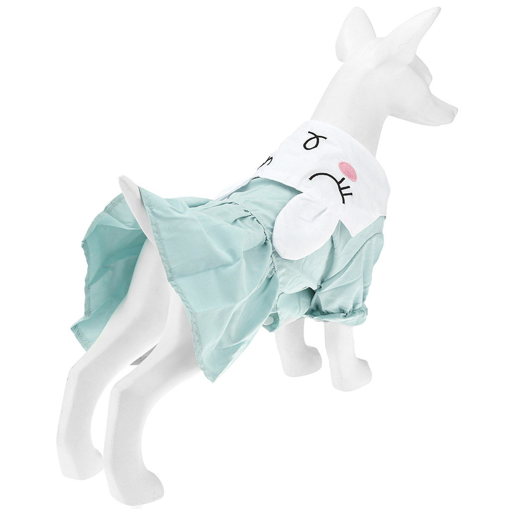 Пэт тойс (Pet toys) Одежда для собаки Платье Зайка с принтом, с вышивкой, на кнопках р-р L, длина спинки 35см/обхват груди 44см/обхват шеи 34см, цвет-мятный, 100% полиэстер (Китай) - Домашняя Мода фото 3