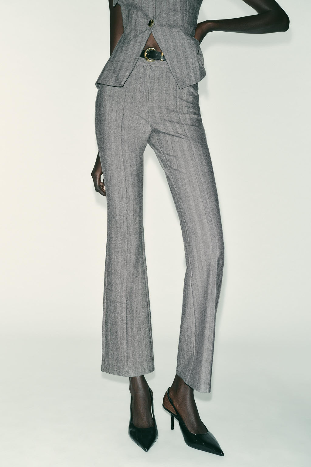 HERRINGBONE FLARE LEGGINGS WITH BELT - Zara фото 5
