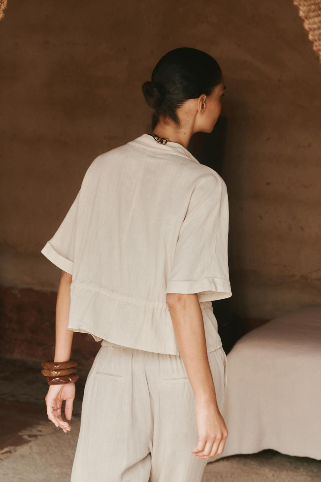 LINEN BLEND SAFARI SHIRT - Zara фото 4