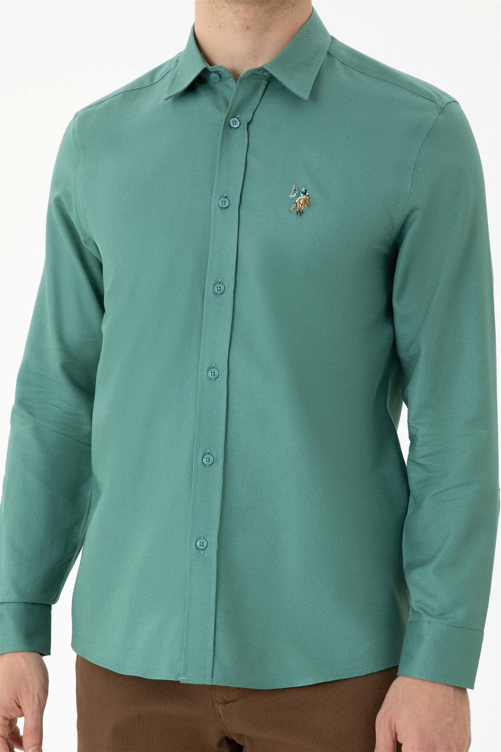 Мужская мятная рубашка с длинным рукавом - U.s. polo assn фото 6