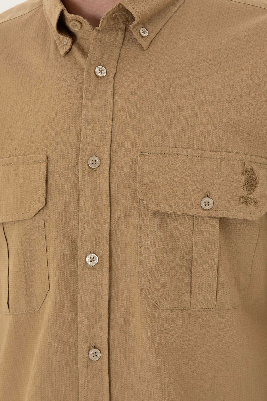 Мужская рубашка цвета хаки с длинным рукавом - U.s. polo assn фото 14