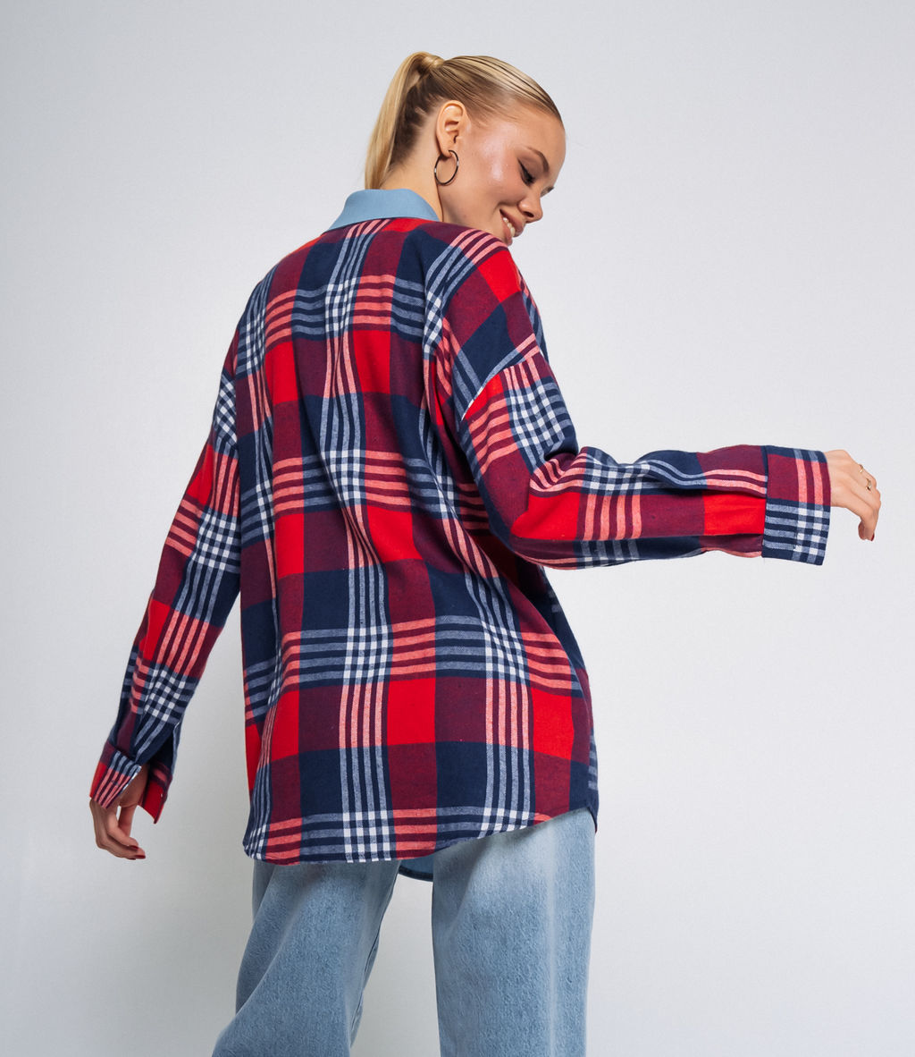 Рубашка #БШ2261, голубой,красный