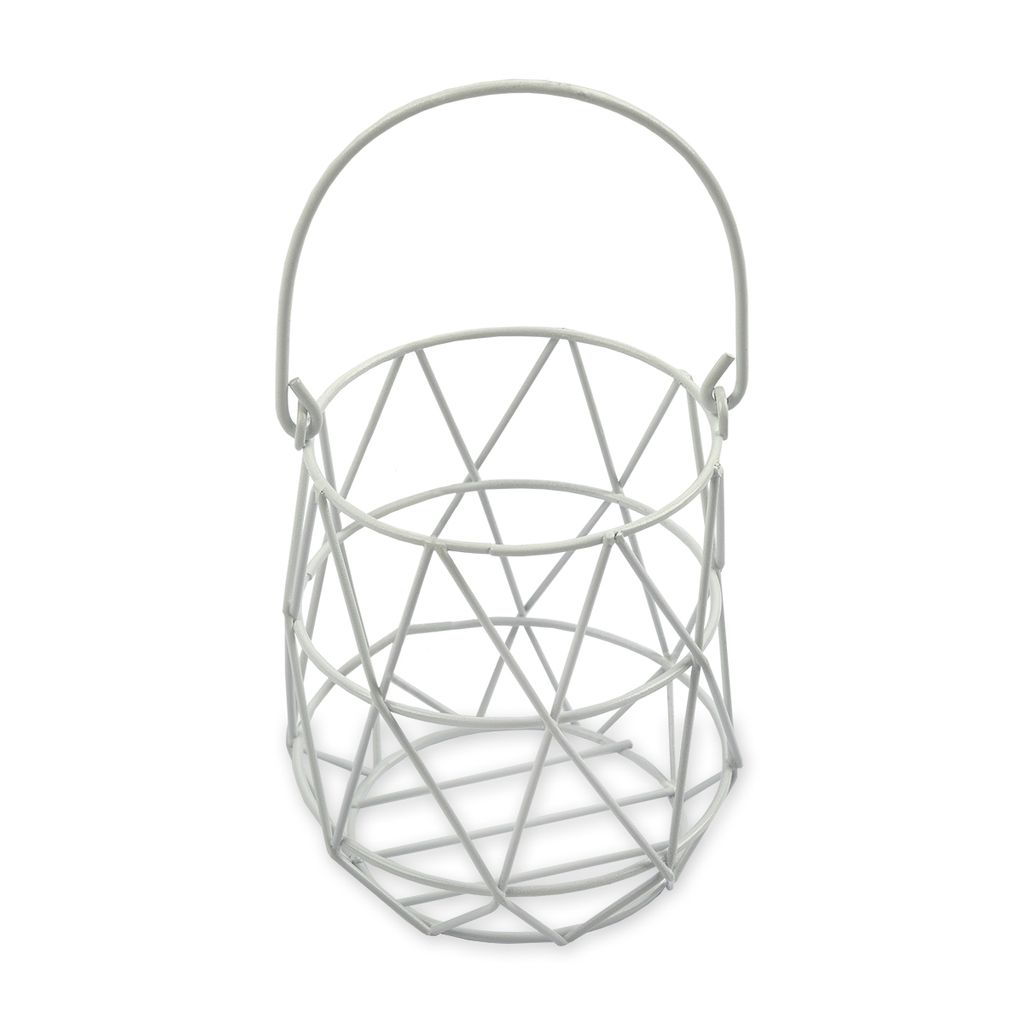 Миниатюра садовая Blumentag MET-084 Корзина металл 16 х 8.5 см 01 Белый