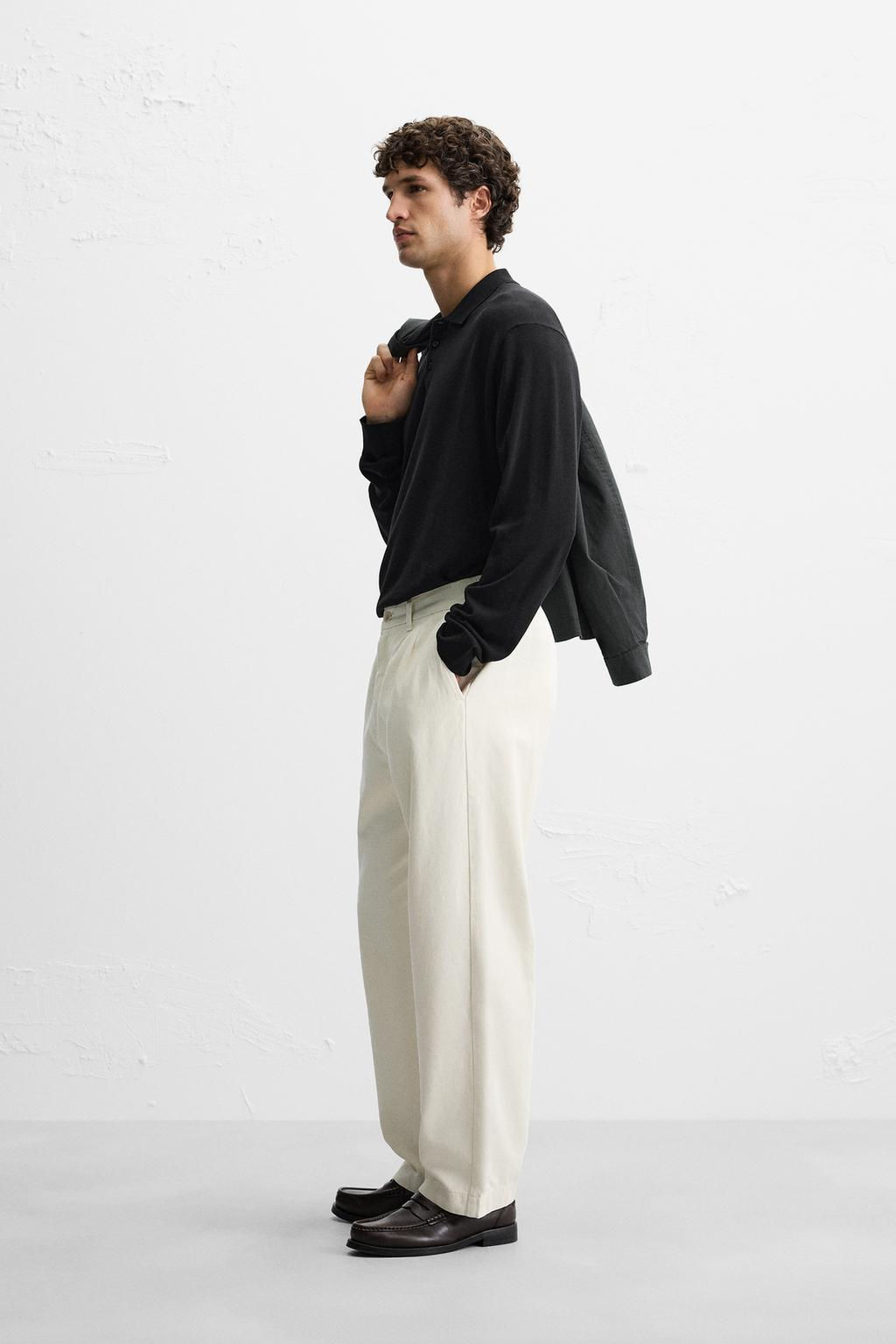 RELAXED FIT PLEATED TROUSERS - Zara фото 4