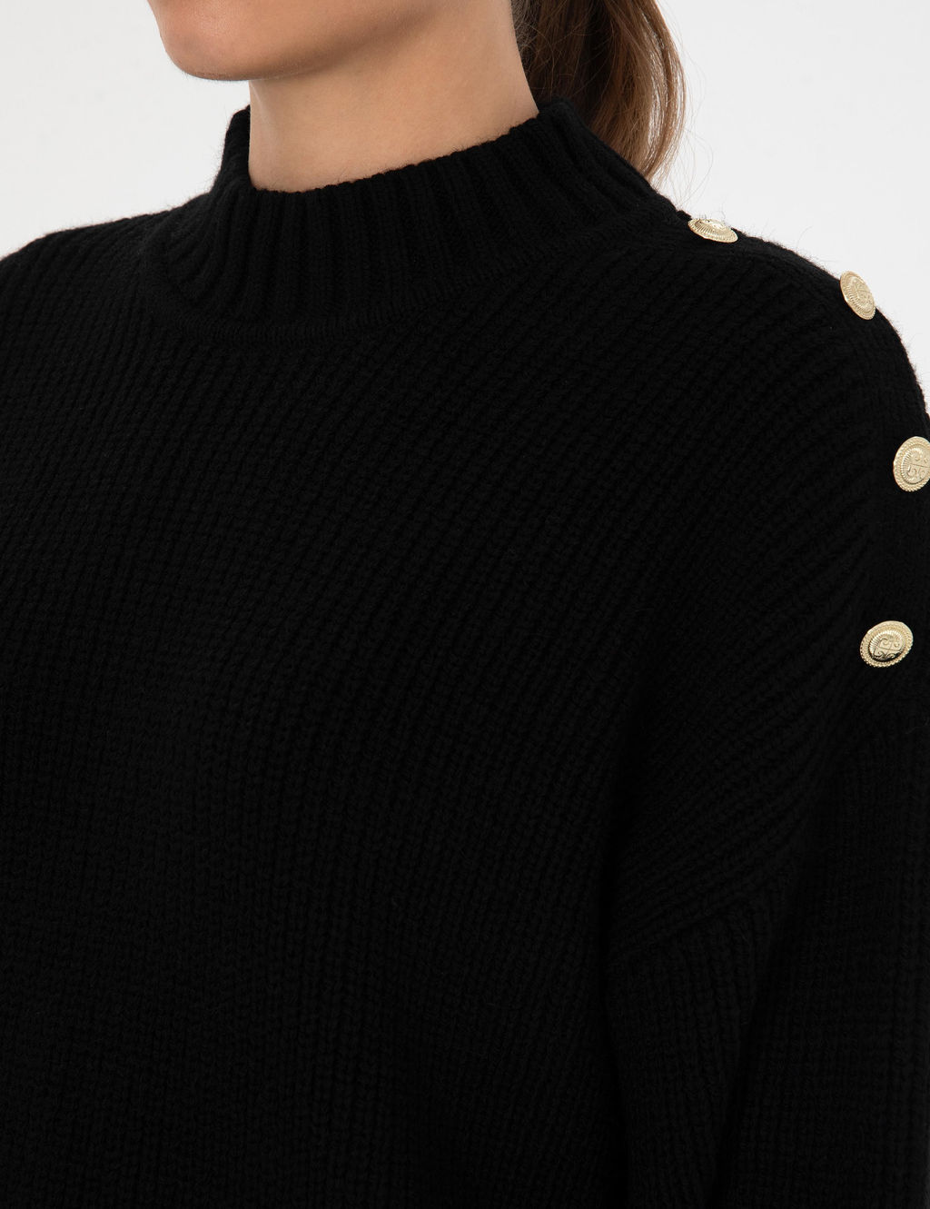 Siyah Comfort Fit Yar_m Bal_k__ Kazak