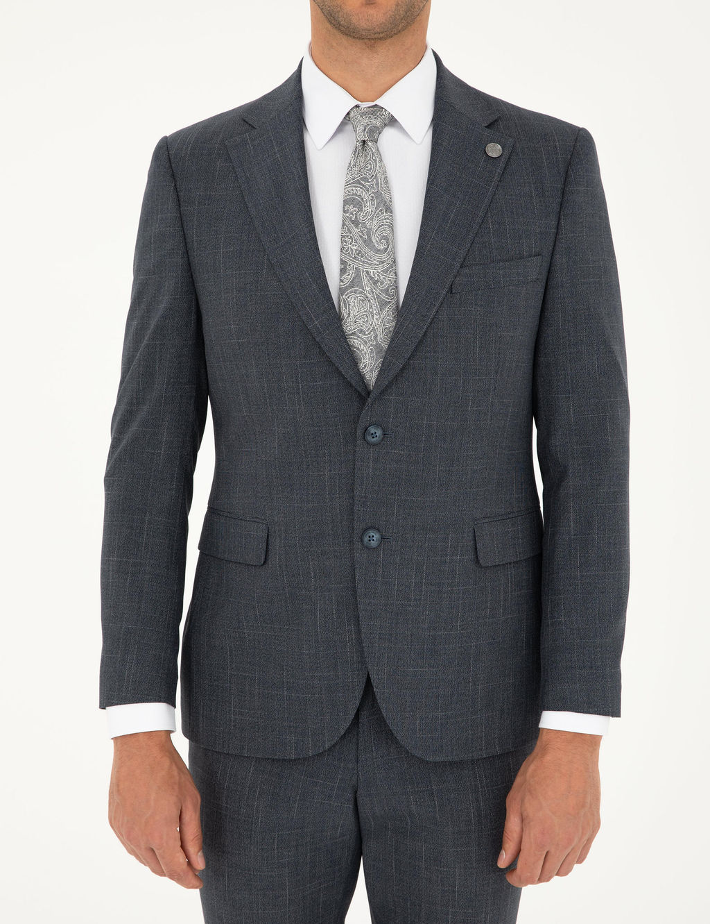Lacivert Slim Fit Tak_m Elbise