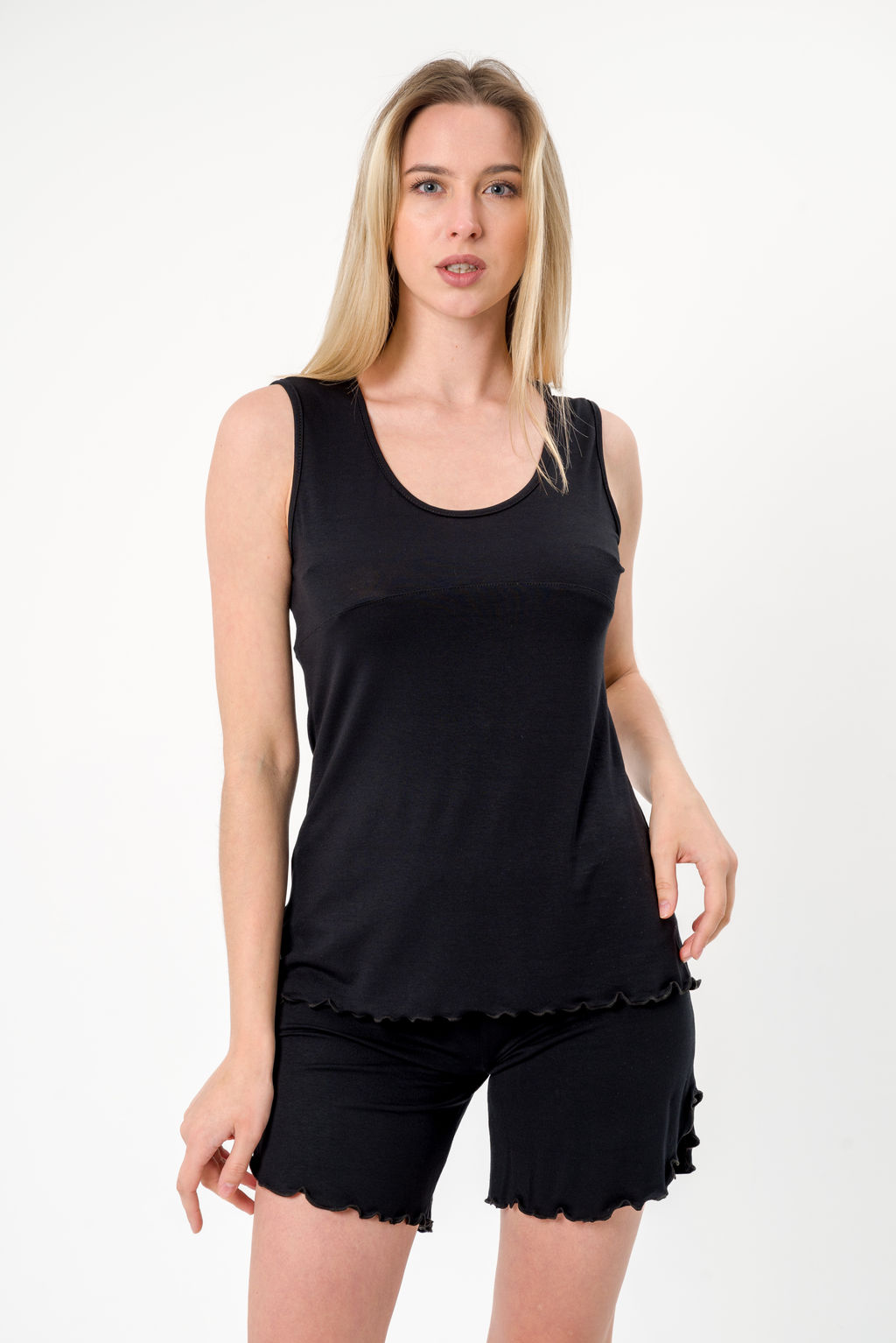 Пижама женская Сима из майки и шорт из вискозы коллекция Лотос,черный - Амадэль фото 3