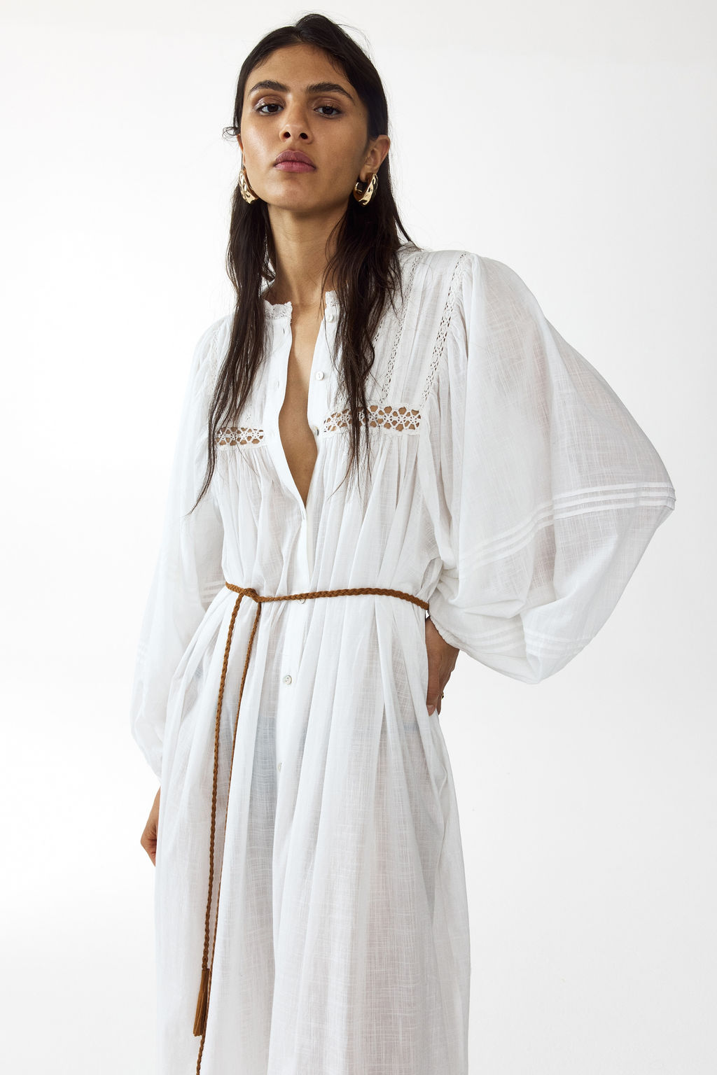 Vestido t?nica oversize con cintur?n de anudar - H&m фото 2